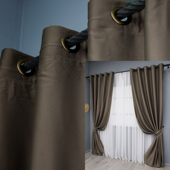 Комплект штор на люверсах VR-Textil Midnight № 1673ш 150х270 см 2 шт Какао (37-0221)
