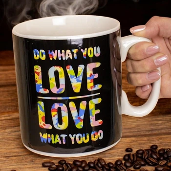 Велика керамічна кружка "Do what you love", 1 літр, Чорна (Кружка гігант)