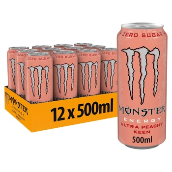 Упаковка безалкогольного енергетичного напою Monster Energy Ultra Peachy Keen 500 мл х 12 енергетик