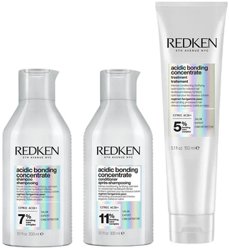 Набір по догляду за волоссям Redken Acidic Bonding Concentrate Шампунь 300 мл + Кондиціонер 300 мл + Догляд без ополіскування 150 мл (8433726342451)