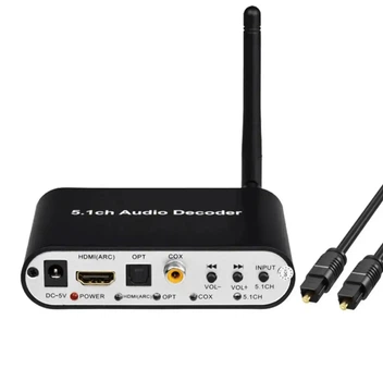 Преобразователь звука HDMI ARC конвертер с Bluetooth 5.0 аудио декодер оптический SPDIF коаксиальный в аналоговый 3x3.5мм с Блютуз ( QS708H )
