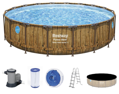 Basen rozporowy Bestway Power Steel Swim Vista Series II 549 x 122 cm 56977 Brązowy (6941607311554)