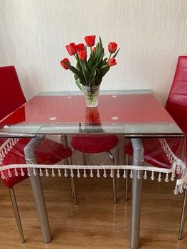 Силиконовая Скатерть СALIPSO с Белой Бахромой и Стеклярусом 180x90см