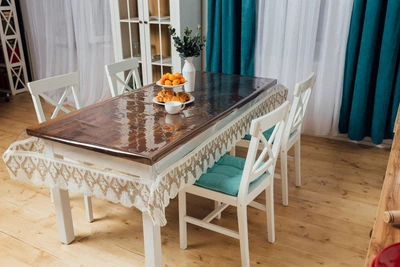 Силиконовая Скатерть Royal House Бело-Кофейное Кружево 220x130см