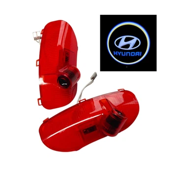 Светодиодная штатная подсветка на двери автомобиля с логотипом Hyundai Sonata 2010 - 2014