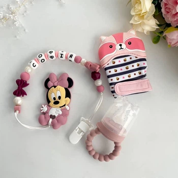 Подарочный набор для девочки с именной игрушкой грызунком Минни Маус (блаш) на крестины, выписку