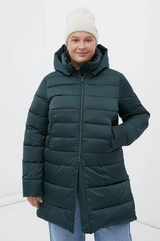 Подовжений жіночий пуховик Finn Flare FWB160132-530 Plus Size зелений 4XL