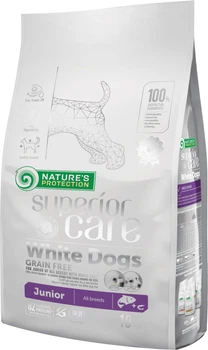 Сухий беззерновий корм для собак юніорів Nature's Protection Superior Care White Dogs Grain Free Junior All Breeds 10 кг (NPSC45672) (4771317456724)