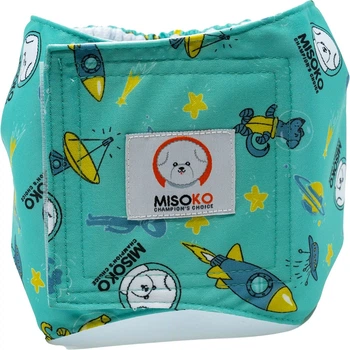 Підгузки багаторазові для кобелів MISOKO&CO з ракетами, м'ятні, розмір M, 1 шт (4779051639496)