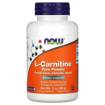 Карнитин чистый порошок Now Foods (Pharmaceutical Grade L-Carnitine Fitnes Support) 85 г