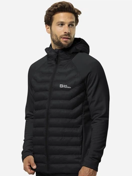 Куртка демисезонная с капюшоном мужская Jack Wolfskin Routeburn Pro Hybrid M 1710512-6000 S Черная (4064886023801)