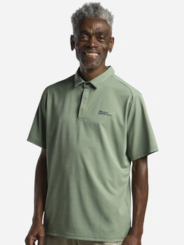 Поло длинное мужское Jack Wolfskin Delgami Polo M 1809801-4029 L Зеленое (4064886431088)