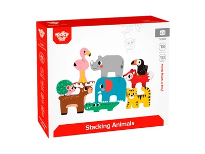 Координационная деревянная игра Башня зверюшек, Tooky Toy, TK057N