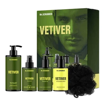 Парфумований набір косметики для чоловіків Vetiver Perfumed Men’s Essentials Set Mr SCRUBBER