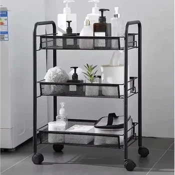 Кухонний стелаж на колесах з трьома полицями Ruhhy 24749 Black (Польща)