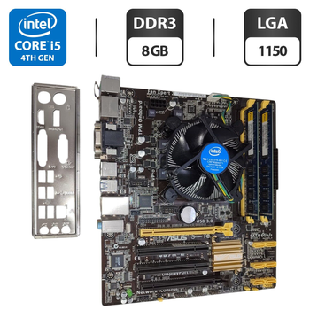Комплект: материнская плата Asus Q87M-E / Intel Core i5-4570 (4 ядра по 3.2 - 3.6 GHz) / 8 GB DDR3 / Intel HD Graphics 4600 / Socket LGA1150 / Кулер BOX б/у