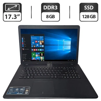 Ноутбук Б-класс Asus A751S / 17.3" (1600x900) TN / Intel Celeron N3060 (2 ядра по 1.6 - 2.48 GHz) / 8 GB DDR3 / 128 GB SSD / Intel HD Graphics / WebCam / DVD-ROM б/у