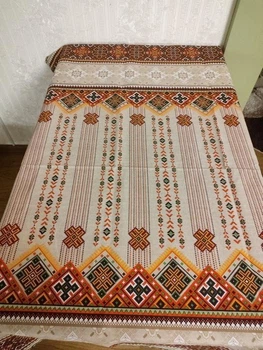 Скатертина з льону з принтом в українському стилі 150x180 см Коричневий (Р7-am-skatert-N-002)