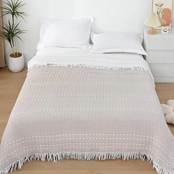 Двусторонний плед из муслина Евро 200х230 Бежевый (Р7-muslin-2025-003)