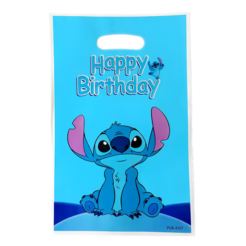 Подарочные Пакеты Стич Happy Birthday 16х25см 10шт Голубой