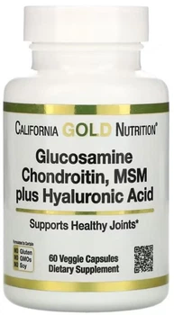 Хондропротектор California Gold Nutrition Glucosamine Chondroitin MSM Plus Hyaluronic Acid 60 вегкапс