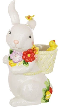 Декоративное керамическое кашпо Зайка с корзинкой 16х13х27см (BD-928-137)