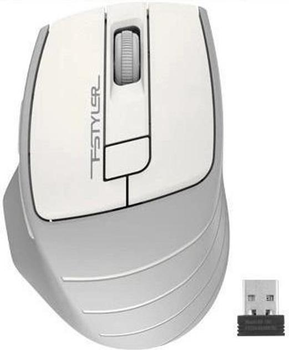 Комп'ютерна миша A4tech Fstyler FG30S, USB, бездротова, оптична, безшумна, 1000/1600/2000 dpi, 125 Hz, 6 кнопок, 1xAA, Grey/White