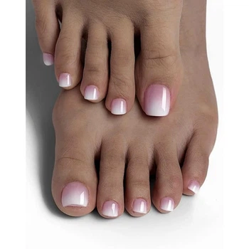 Накладные ногти для ног Nail розовое омбре, квадрат, 24 шт
