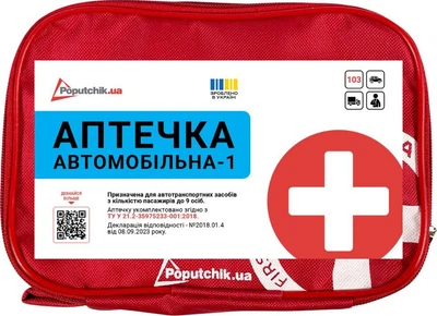 Аптечка медицинская Poputchik автомобильная-1 мягкий футляр (02-021-М)