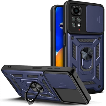 Чехол Fiji Camera Defence для Xiaomi Redmi Note 11 / Note 11s бампер с защитой камеры и подставкой Dark Blue