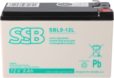 Акумуляторна батарея SSB 12V 9Ah (SBL 9-12L)