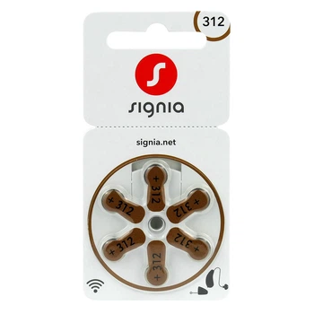 Батарейки Signia 312 (PR41) для слухового аппарата, 6 шт