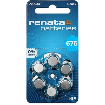 Батарейки Renata 675 (PR44) для слухового аппарата, 6 шт