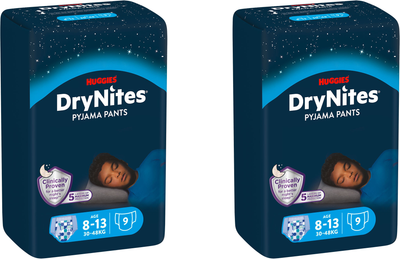 Упаковка підгузків-трусиків Huggies DryNites для хлопчиків 8-13 років 9 шт х 2 пачки (5029053527598_1)