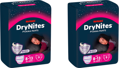 Упаковка підгузків-трусиків Huggies DryNites для дівчаток 8-13 років 9 шт х 2 пачки (5029053527604_1)