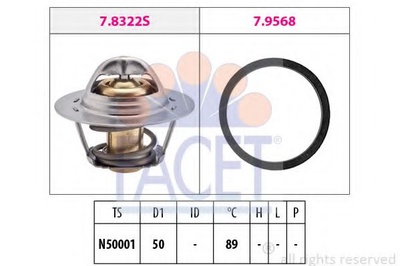 Термостат Duster/Logan/Clio/Kangoo/Megane I, II, III 1,4/1.6/2.0i 98- (88 C) (7.8322) Facet Facet (78322)