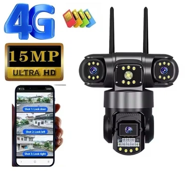 Уличная 4G камера SC28 15Мп 3 объектива удаленный просмотр поддержка SIM-карт вращение сигнализация
