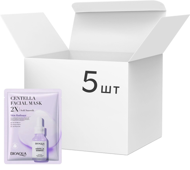 Набор тканевых масок для лица Bioaqua Centella Facial Mask 2X Soft Smooth с Эссенцией азиатской центеллы 30 г х 5 шт (6942349738623)