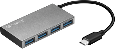 USB Hub Sandberg Pocket Hub USB-C to 4 x USB 3.0 Silver (5705730136207)