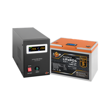 Комплект резервного питания LP (LogicPower) ИБП + литиевая (LiFePO4) батарея (UPS В500+ АКБ LiFePO4 1280Wh) Черный