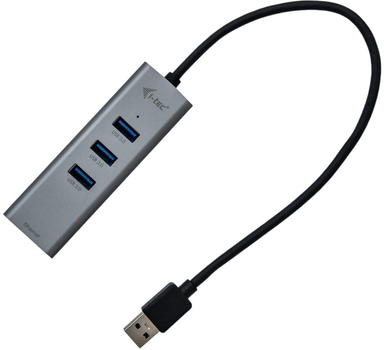 Hub USB i-Tec Metal HUB USB 3.0 3 Port + Gigabit Ethernet Adapter Grey (U3METALG3HUB)