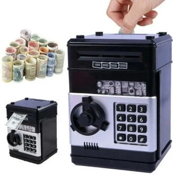 Копілка дитяча скарбничка сейф Number Bank з кодовим замком чорний MA-229black