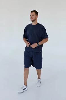 Мужской костюм шорты и футболка Kraya хлопок L-XL Графит