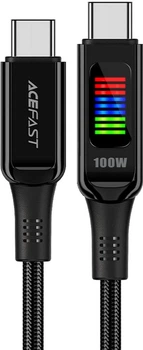 Кабель Acefast C7-03 Type-C to Type-C 5A, 100W, 1.2 м, nylon, zinc connectors, LED, Black (6974316282778)