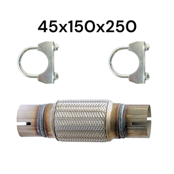 Гофра глушника на хомутах 45х150x250 універсальна AGK DBC45150