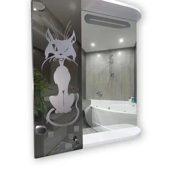 Зеркальный шкаф с подсветкой ШК852"Кот" 600х700х140 дверь слева