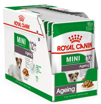 Упаковка вологого корму для літніх собак Royal Canin Mini Aging 12 x 85 г (9003579008287)