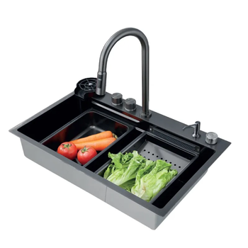 Мийка Zerix ZH7546-SET-01 NANO-BLACK із вбудованим змішувачем (ZM5575)
