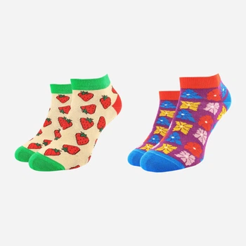 Набір жіночих шкарпеток коротких бавовняних VividSocks 0011Н 36-40 2 пари Кремовий/Фіолетовий (4820216200011)