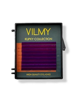 Ресницы Vilmy KLIPKY Mix 8 линий фиолетовые C 0.07, 7-14 мм
